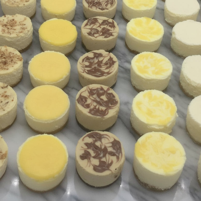 Assorted round cookies on a marble surface